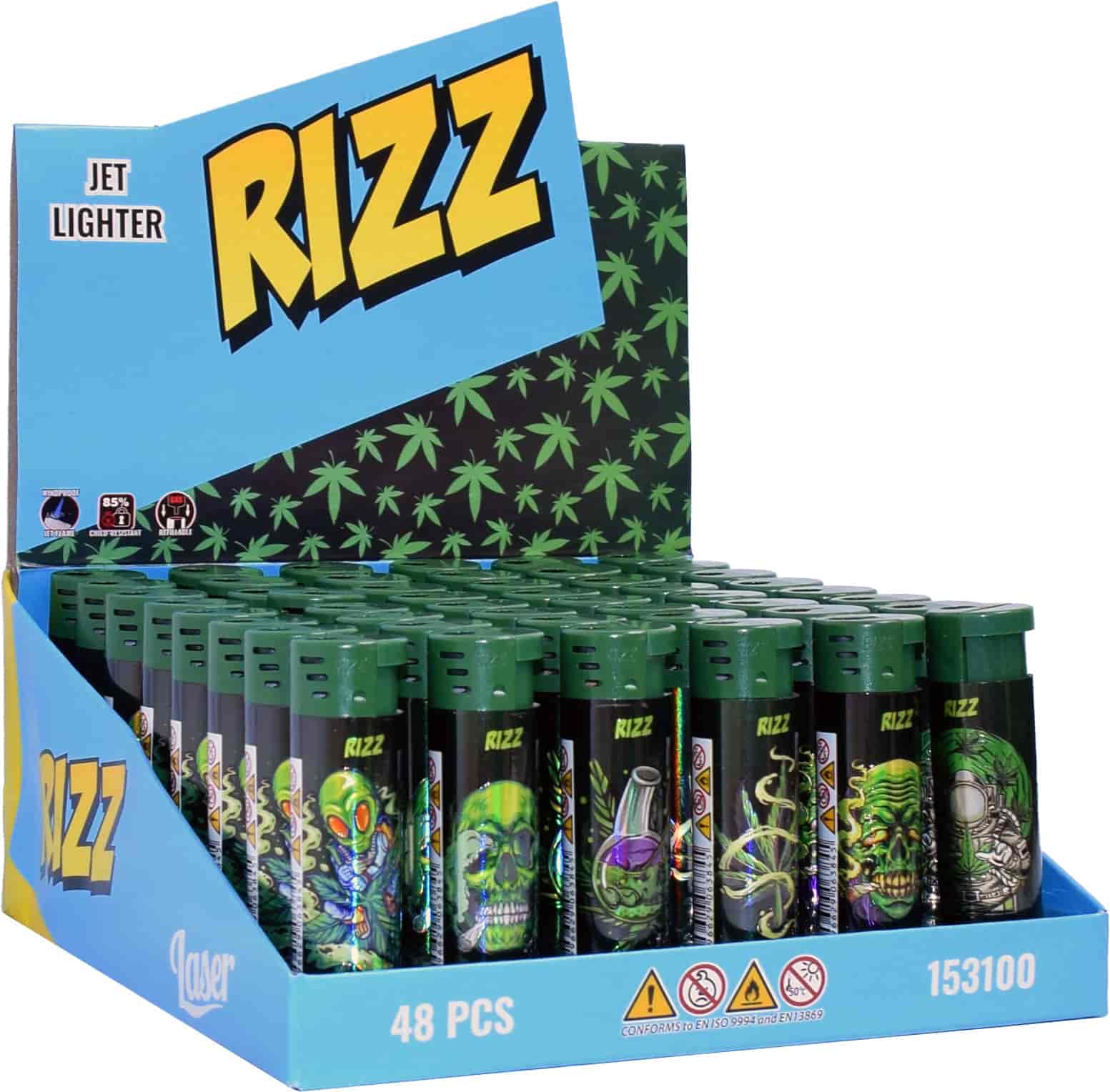 Jet Öngyújtó 153100 RIZZ Kör alakú Vegyes mintás Fű - 2. image