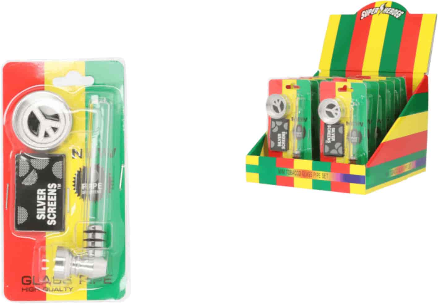 Üveg pipa A340705 Super Heros bliszter 9 cm + dohányőrlő - 1. image
