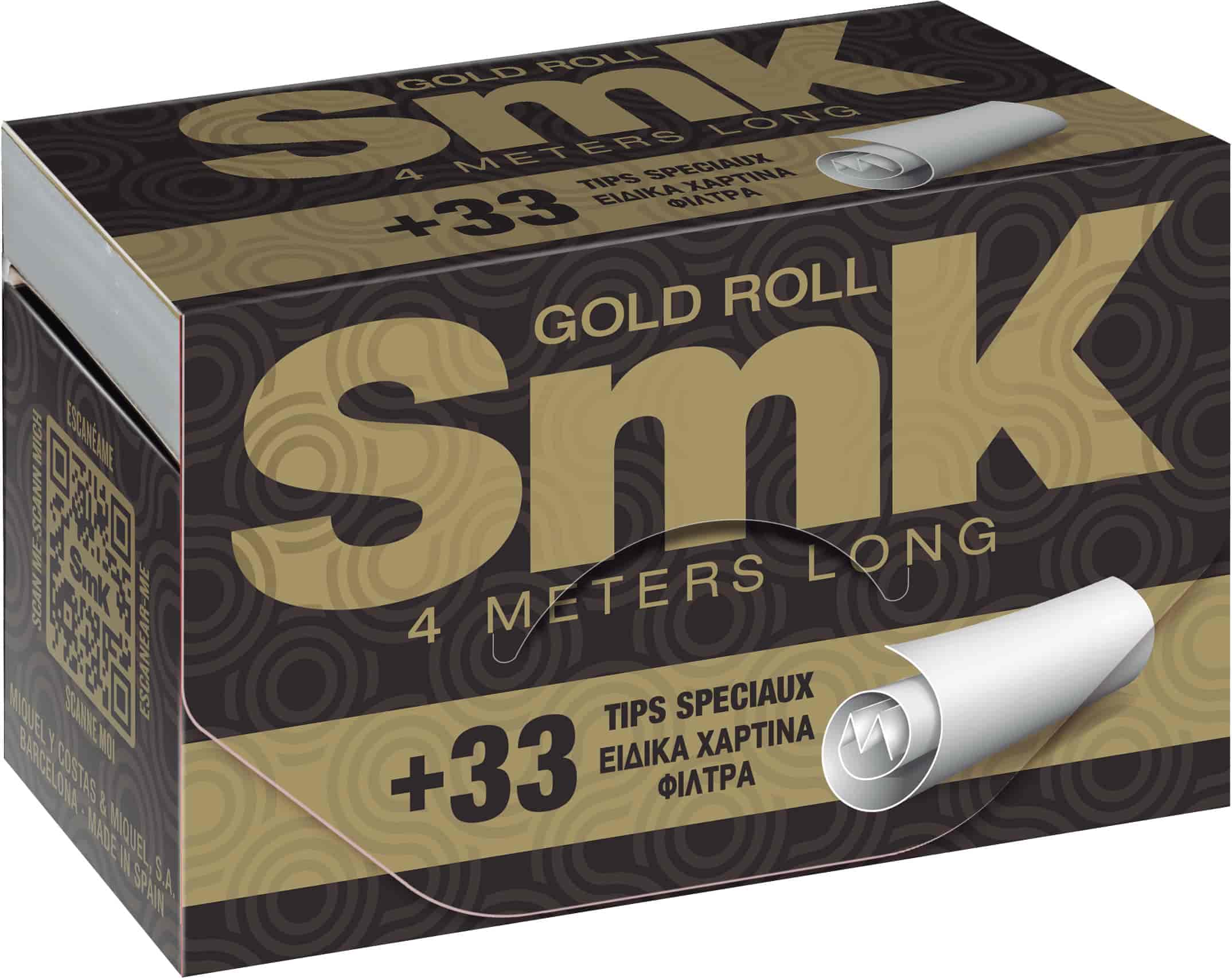 Cigarettapapír Smk Gold Roll + Tips 33 - 1. image